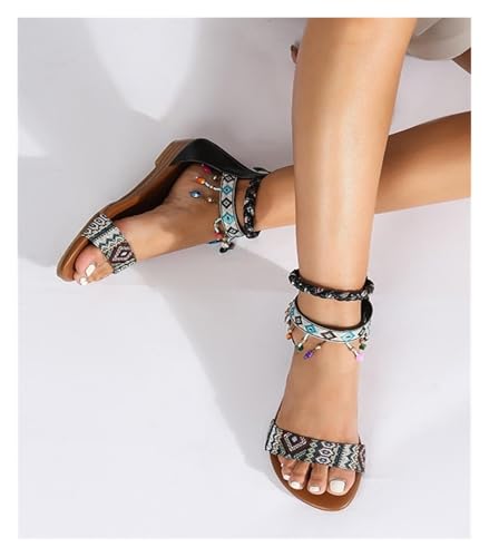 Women's Bohemian Walking Sandals Women's Flats Comfortable Beach Shoes Strap Round Toe Casual Flats3