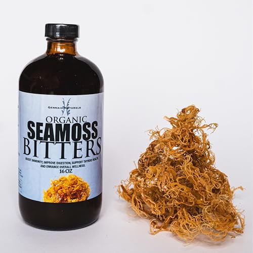 GENNAIO NATURALS Organic Seamoss Bitters 16 oz Immune and Digestive Support Supplement