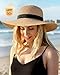 Senker Fashion Sun Hats for Women UV Protection, Packable Wide Brim Straw Hat for Men Beach Summer Vacation Travel Khaki