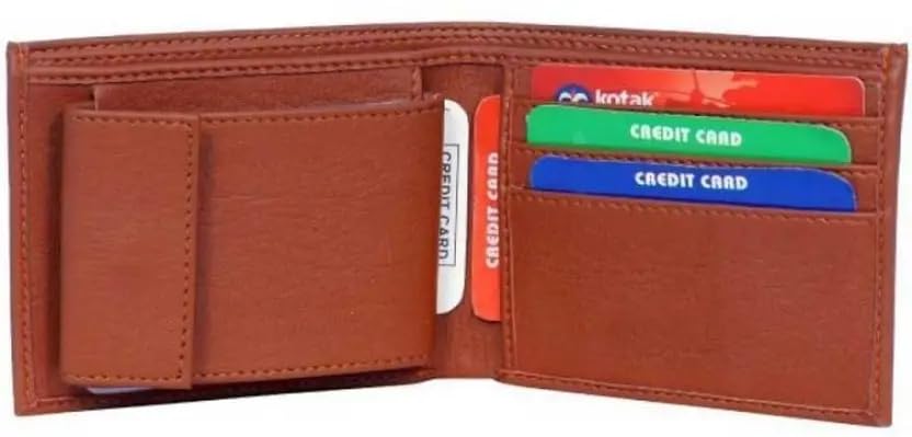 Men's Genuine Leather Bifold Wallet, Tan Brown, Multiple Card Slots, Classic Style, Slim Design-picture-46