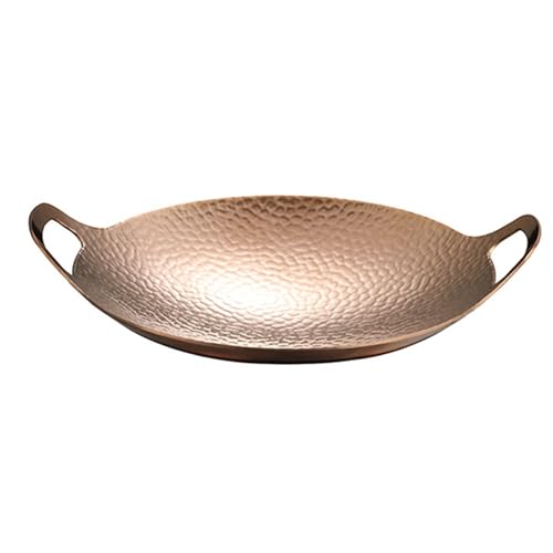 PTATT Sartén ovalada de paella española, sartén chino wok, plato de langosta de mariscos de acero inoxidable sin palanca sin recubrimiento con doble manija para hogares o gold- 21cm