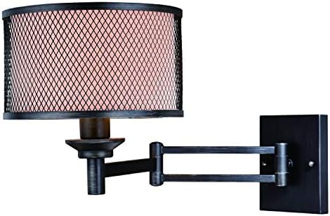 VAXCEL Polk Plug-in Black Motion Sensor Swing Arm Wall Lamp Beige Linen Drum Shade