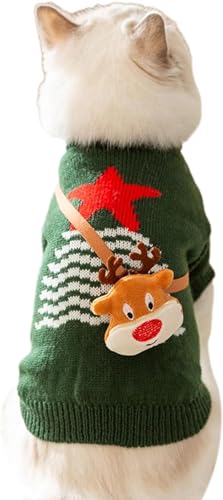 猫のセーター,クリスマススタイルの子猫のセーターとバッグ | 柔らかい犬の冬服、かわいい猫の服、冬用の快適な子猫の服、子犬、子猫