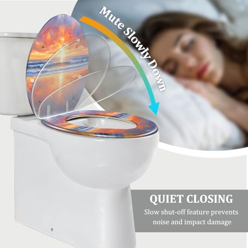 Asiento para retrete decorado olas del océano para baño relajante 5