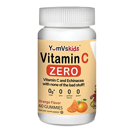 Yum-V's Vitamin C + Echinacea Zero Gummies For Kids By Yumvs | Sugar Free Supplement For Children | Suitable For Diabetics | Vitamin C + Echinacea | Natural Orange Flavor Chewables-70 Count #TOP30