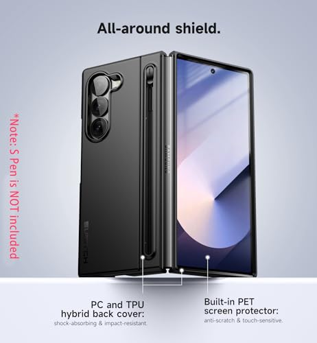 SURITCH for Samsung Galaxy Z Fold 6 Case with Kickstand and S Pen Holder [S Pen NOT Included], Phone Case for Z Fold 6 2024 -Black by SURITCH - Used condition - Image 6