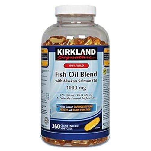 Kirkland Signature 100% Wild Fish Oil Blend With Wild Alaskan Salmon Oil 180 Epa 120 Dha 1000Mg - 360 Enteric Softgels #TOP11