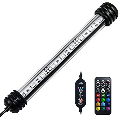 LVYTECH Submersible Aquarium Light, Fish Tank Light with Timer, Full Waterproof, Brightness Adjustable Strong Suction Cups, Wireless Remote Control Fish Light