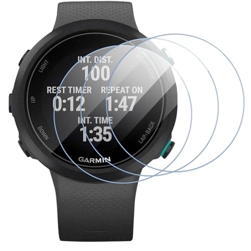 Buoluoioir 3 Piezas Protector de pantalla para Garmin Swim 2, Dureza 9H HD Película Protector de Cristal Templado,Cubierta Reloj libre de burbujas para Garmin Swim 2