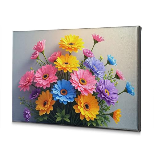 Toile bouquet de fleurs colorées, cadeau idéal déco chrétienne Pâques