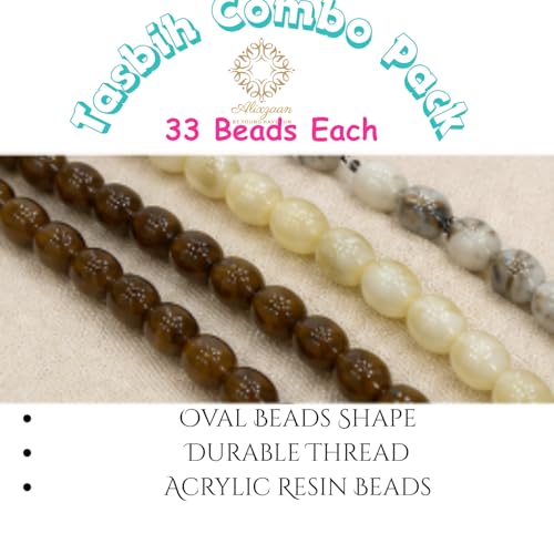 Image of Tasbih Prayer Beads, Smooth and Glossy, Lightweight, Pack of 3 Tasbih combo with 33 smooth beads each, designed for easy zikr, daily prayer, and gifting. Lightweight, durable, and elegant for everyday spiritual use.