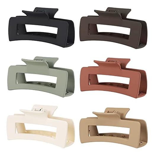 Sisiaipu 4 Inch Big Hair Clips 6 Pcs claw clips for Thick Hair Large Rectangular Claw Clips for Women and Girls Big Nonslip Acrylic Banana Jaw Clips Hair Accessories