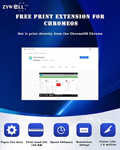 Zywell Thermal Receipt Printer, Zy908 Pos Printer, 80Mm Direct Thermal, Usb Port, Support Windows/Mac/Android #TOP6