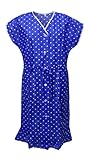 Länge: ca. 115 cm Kittel Schürze Kittelschürze Rüsche Dederon Nylon Punkte blau, Größe:44