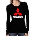 Produktbild Mitsubishi Logo T-Shirt Clipart Women CAR Logo Auto Tee TOP Black White Long Sleeves (S, Black)