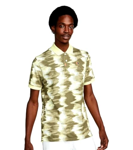 Nike Herren Melbourne Court Dri-Fit ADV Slam Tennisshirt, Mittlerer Chiffon, Olivgrün / Zitron, Mittel
