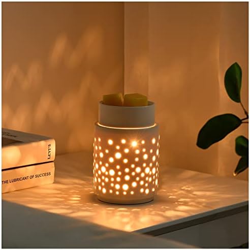 mocosa Ceramic Wax Melt Warmer,Candle Wax Warmer for Scented Wax,Wax Melt Wax Cubes Melter Fragrance Warmer Gift for Wedding Spa and Aromatherapy (Round)