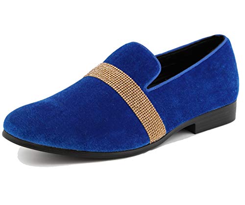 Amali The Original Men's Velvet Smoking Slipper with Rhinestone Embellished Strap Dress Shoe, Style Monarch