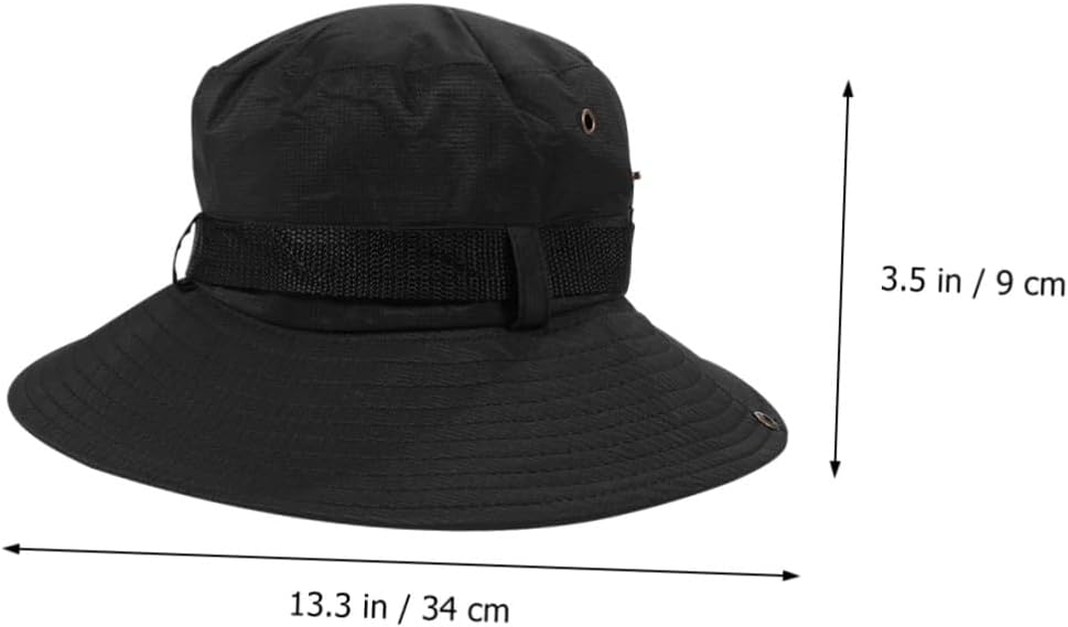 Men's Cotton Sunhat Wide Brim Fisherman Hat Breathable Protective Travel Outdoors Cap Dark Color M