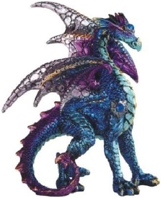 ICE ARMOR Estatua de dragón azul y morado de 5 pulgadas de alto, figura decorativa de fantasía