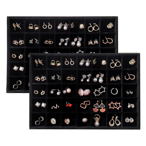Image of Large Velvet Jewelry Tray Display Drawer Inserts 2 Pack