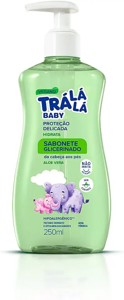 Trá Lá Lá Sabonete Liquido Hidrata Pump Personagem Baby Branco E Verde 250 Ml