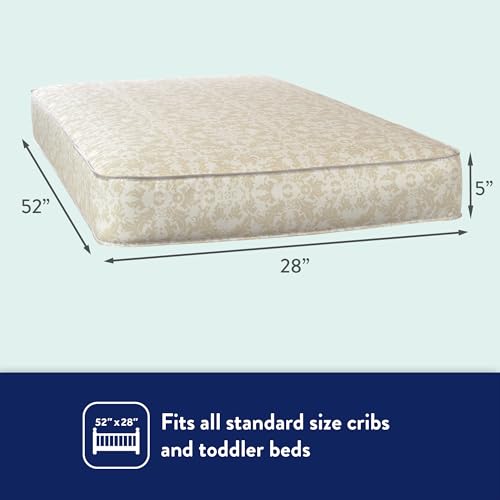 Image of Kolcraft BabyPedic Bubbie Waterproof Crib Mattress plus Toddler Bed Fit, Extra Firm Coils, Airy Comfort, Non Toxic, GREENGUARD Gold Certified, Safety & Quality Tested, Made in USA, 52x28 - Stars