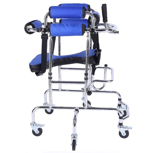 Andador portátil para personas con parálisis cerebral, plegable, ligero y ajustable, con asiento de 6 ruedas y cinturón antivuelco, ideal para rehabilitación y para personas con parálisis ce