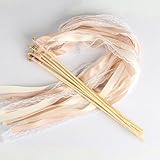 10 Stück Wedding Wands Hochzeitsdeko, Zauberstäbe Hochzeit Luftschlangen mit Glocke, Hochzeit Stäbe Seidenfeenstab für Hochzeiten Feiertagsfeiern Geburtstage Partys(Champagnerfarbe)