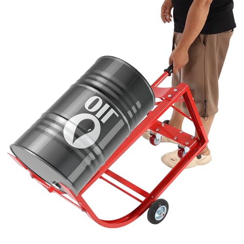 Carrello per tamburo, carrello mobile con ruote per fusti da 55 galloni, supporta 272,2 kg, ideale per officine e garage