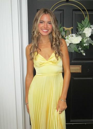 Bridesmaid Dresses 2025 V Neck Pleated Maxi Dresses for Women Satin Wedding Guest Dresses3