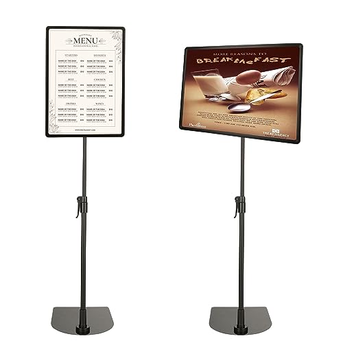JMIATRY 2 Pcs A3 Sign Stand, Adjustable Poster Stand, Aluminum Snap Frame Menu Stand with Safety Corner and Stable Base, A3 Frame Sign Board for Wedding, Business Activities, Menu Display