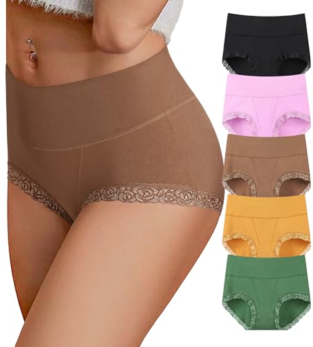 Image of Women's Cotton Underwear,Ladies Soft Stretch Tummy Control Comfy No Muffin Panties Boyshorts
