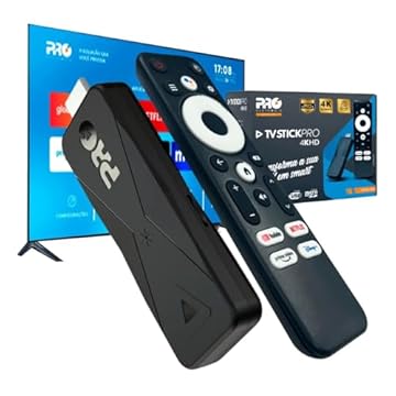 TV Stick Proeletronic 4K Ultra HD Android TV | 2GB RAM, 16GB Armazenamento, Wi-Fi 5GHz, Bluetooth, Controle Remoto com Comando de Voz Google Assistente