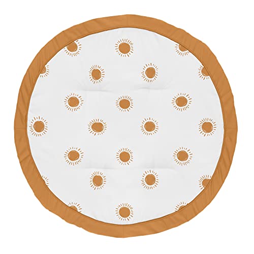 Image of Sweet Jojo Designs Orange and White Boho Sun Boy Girl Baby Playmat Tummy Time Infant Play Mat Pumpkin Rust Orange Retro Bohemian Celestial Sky Desert Sunshine Outdoors Nature Minimalist Gender Neutral