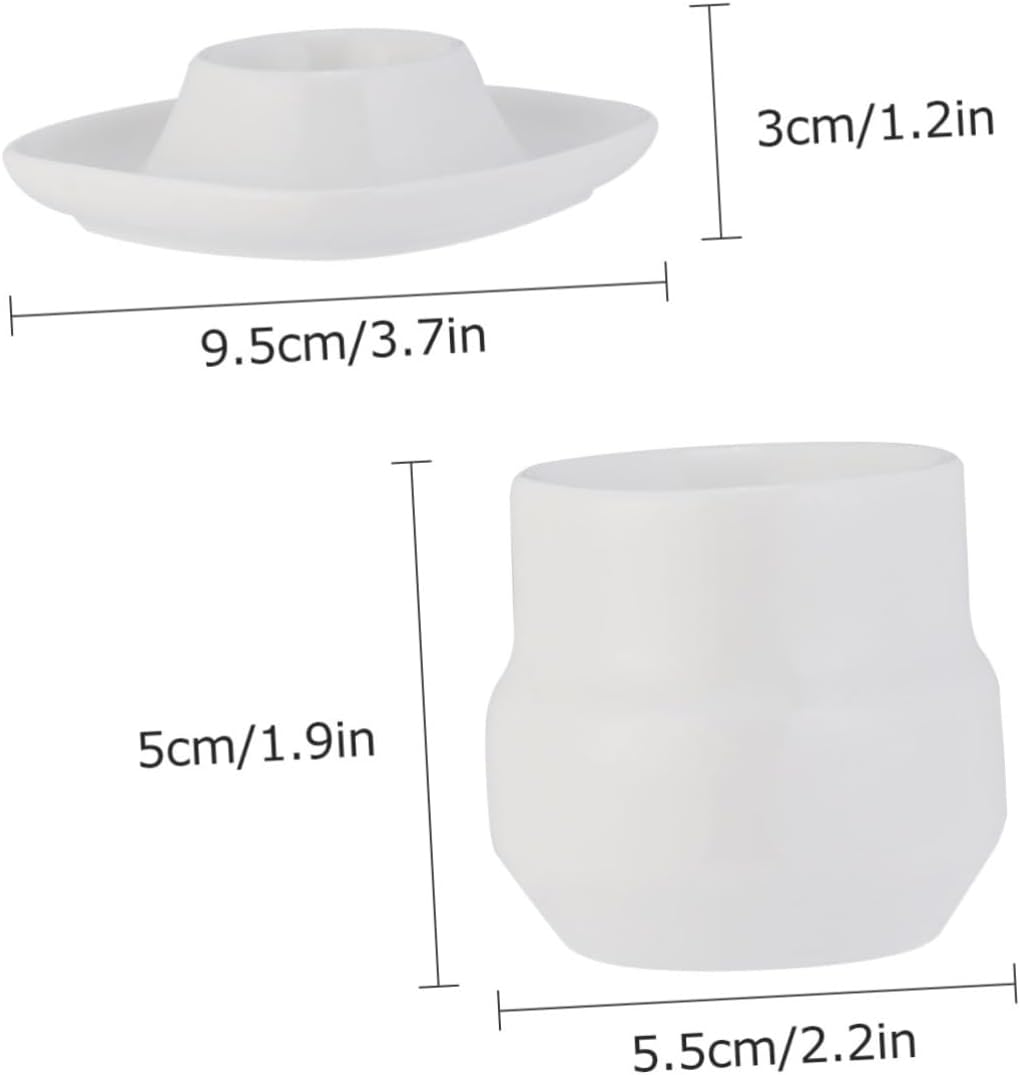 COLLBATH 2pcs Ceramic Egg Holding Cups Elegant White Egg Holders for Boiled Stable and Safe Design for Home Kitchen Use