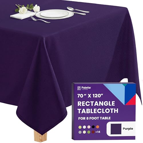 Image of Gee Di Moda Rectangle Tablecloth - 70 x 120 Inch Purple Table Cloth for 6 or 8 Foot Rectangle Tables - Heavy Duty Washable Fabric - for Holiday Party, Dinner, Weddings, Baby Shower & Events