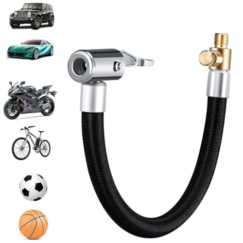 Image of STHIRA 9.8-Inch Flexible Rubber Tire Inflator Extension Hose With Built-In Deflation Valve & Quick-Connect Fitting Universal Hose Adapter for Car, Bike, Motorcycle Durable Tyre Inflator Spare Parts