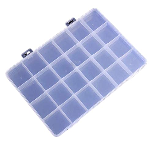 FirstTry 24 Grid Storage Containers Box - Transparent (Pack of 2) | Plastic Multipurpose Box with Adjustable Dividers | for Medicine Pills, Jewelry, Pins, Screws, Cosmetics, Stationery Items-image-49