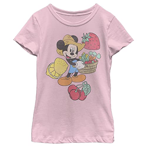 Disney Characters Farmer Mickey Girl's Solid Crew Tee