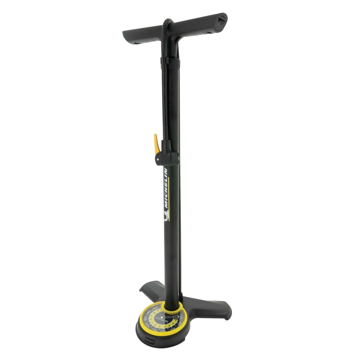 Pompe à Pied en Acier MICHELIN avec Manomètre - Pompe à Vélo Tri-Valve Compatible VTT, VTC, VAE