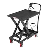 GarveeTech Hydraulic Lift Table Cart, 500 LB Capacity, 9.45-28.7 in Lifting Height, Single Scissor Platform Lift Cart with Wheels, Heavy Duty Lifting Table for Warehouse Garage, Black