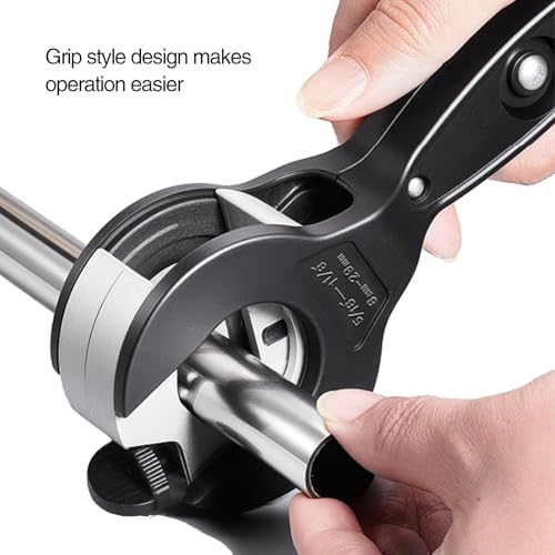 Ratchet Tubing Cutter, Tube Cutter 5/16"-1-1/8" Compact 2-in-1 Pipe Cutter for Narrow Spaces, PVC/Cu/Copper Pipe Cutter, Comes with Gloves and Deburring Knife by Generic - Used condition - Image 6