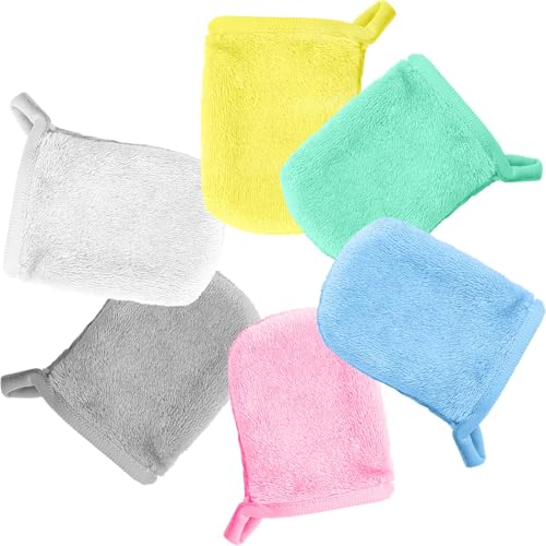 NISENTIA Waschhandschuhe Frottee, 6er Waschlappen Gesicht aus Flanell, Waschhandschuh Körper Baumwolle Bunt für Gesicht Körper Kinder & Erwachsene 11x8cm – Bild 7