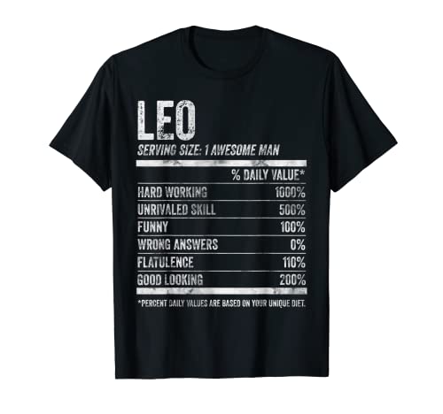 Hombre Leo Nutrition Camisa de nombre personalizado Datos divertidos Camiseta