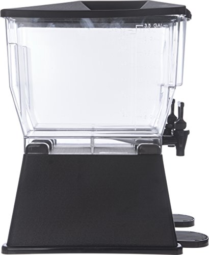 Image of Carlisle FoodService Products Trimline Double Base Rectangular Beverage Dispenser with Stand - 3.5 Gallon Catering Drink Dispenser with Spigot, Set of 2, Polycarbonate (PC), Black, Perfect for Parties