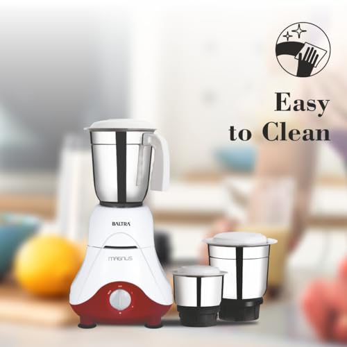 Image of Baltra Magnus BMG-162 Mixer Grinder 550W | Superior Mixie For Kitchen | 2-In-1 For Dry Grinding | Blade Function With Powerful Motor | 3 Stainless Steel Mixer Jars | 2 Years Product Warranty