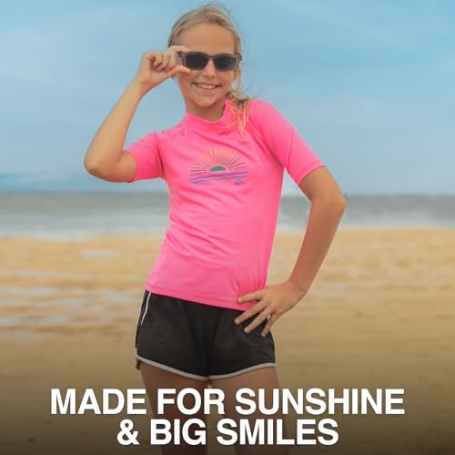 Image of Kanu Surf Girls' Karlie Rash Guard UPF 50+ Sun Protection Short Sleeve Swim Shirt