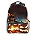 Candle Lit Halloween Pumpkins Print Backpack Printing Laptop Waterproof Anti-Theft Casual Backpack Bag USB Charging Port Backpack Unisex, Schwarz , Einheitsgröße