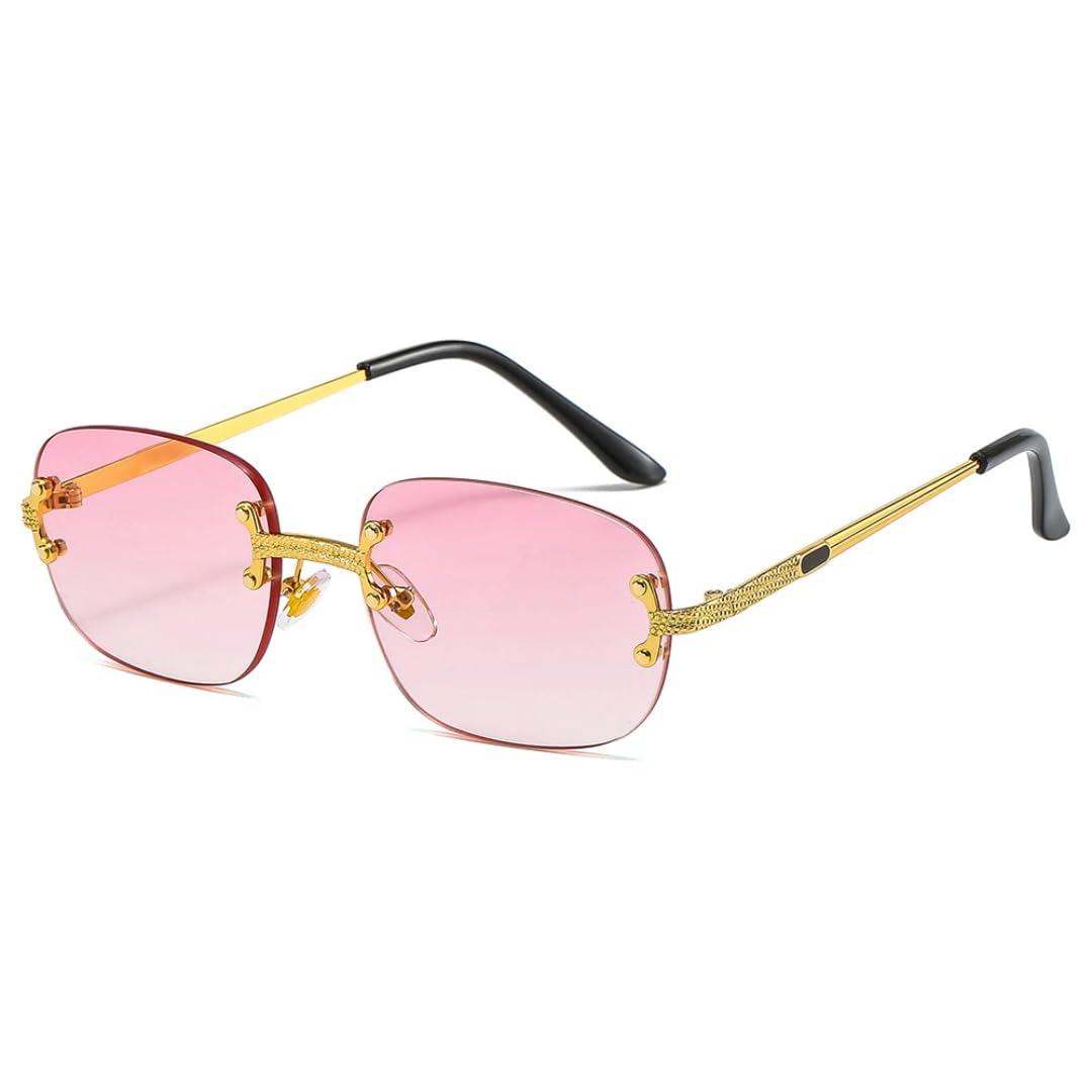 Occhiali da sole di lusso senza montatura da donna e da uomo, popolari, alla moda, vintage, punk, piccoli occhiali da sole con lenti a specchio
